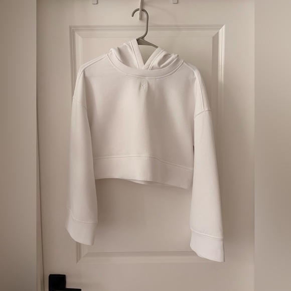 Free People Bell Sleeve White Oversized Cropped Hoodie - Picture 6 of 15